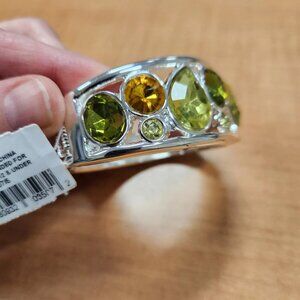 Howard's Peridot and Citrine Simulant Gemstone Nickel Silver Bracelet
